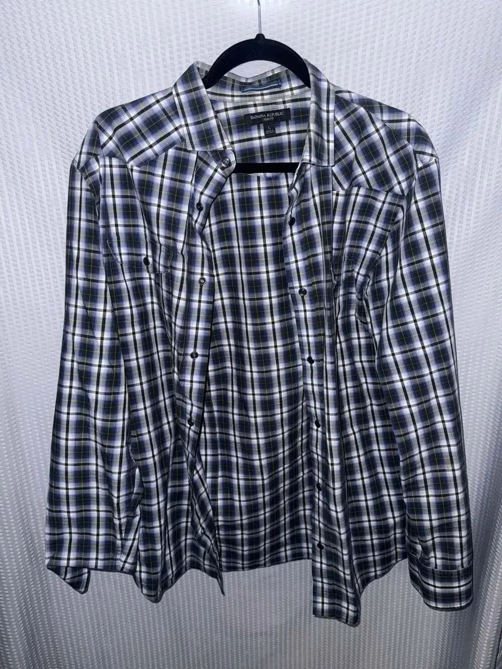 Banana Republic Men's Slim Fit Long Sleeve Plaid Button Down Shirt